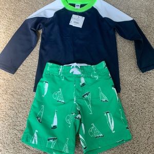 Janie and Jack - Toddler Swim Trunks and RashGuard